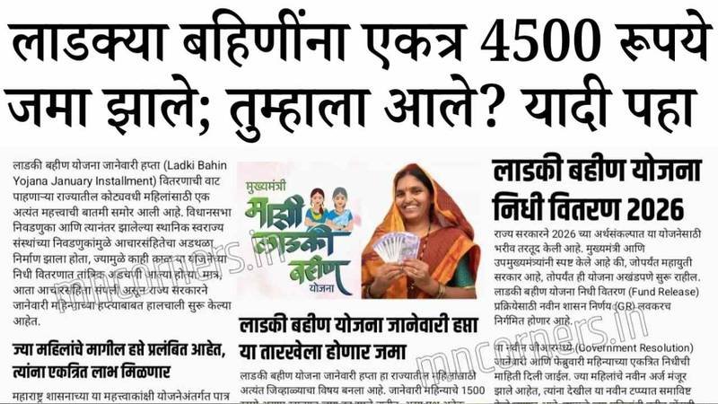लाडकी बहीण योजना: महिलांच्या खात्यात जमा होणार ४,५०० रुपये; गावानुसार याद्या जाहीर Ladaki Bahin Yojana KYC Date 2026